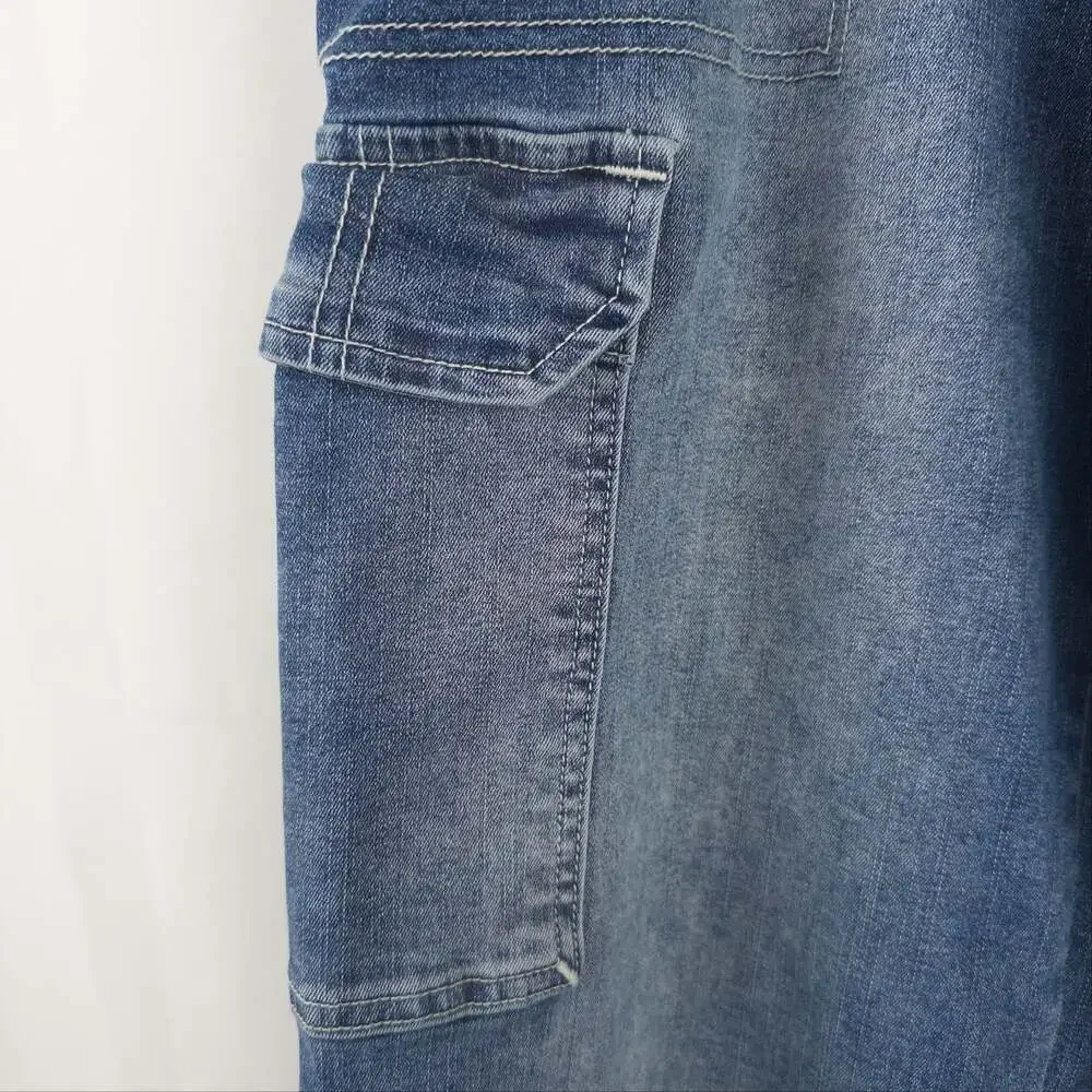True Religion Brand Jeans Cargo Straight Leg Blue Denim Pants Size 31